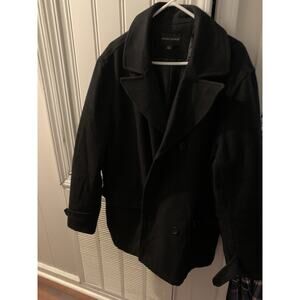 Banana Republic Men’s Black Wool Cost Size XL Button Up Heavy Duty Very Warm